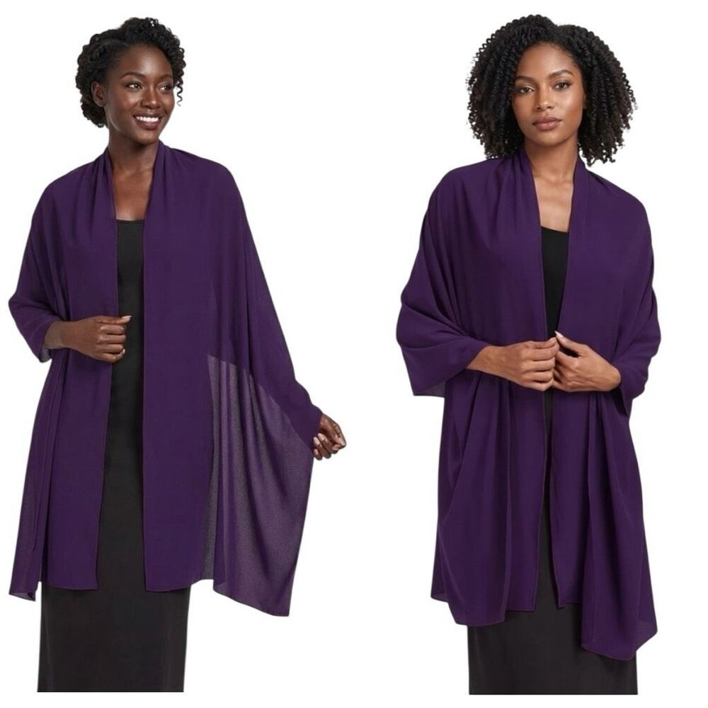 Chiffon Shawl and Wrap for Women  Scarves Wedding Evening Bridal Purple OSFA